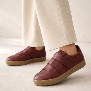 Goldmud Burgundy Leather Velcro Sneakers EU 41 Handmade Portugal Lagenlook Boho
